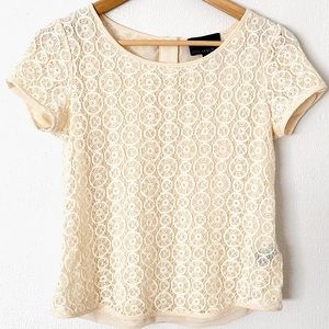 Cynthia Rowley Lace Crochet Geometric Circle Top